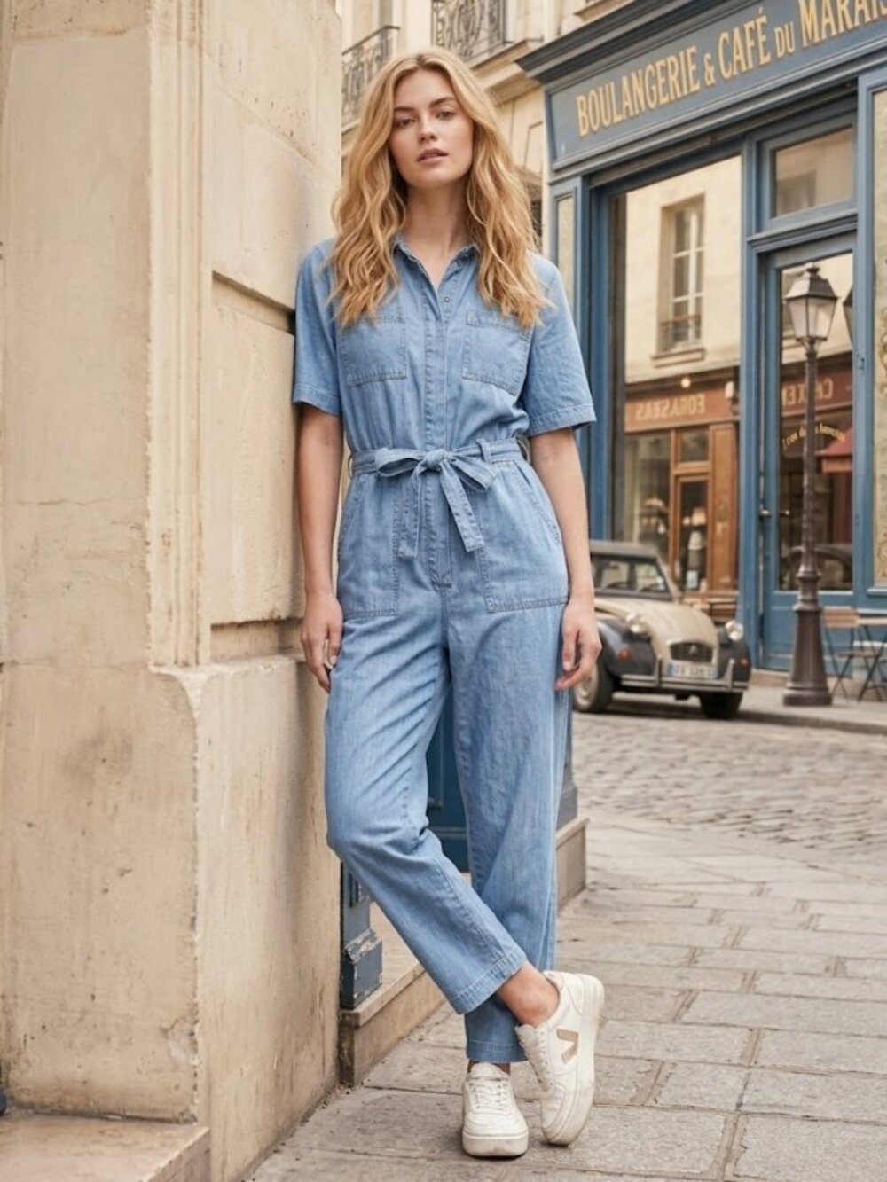 Universal Thread Denim Light Wash Short Sleeved Boiler Suit / Jumpsuit - Size 8